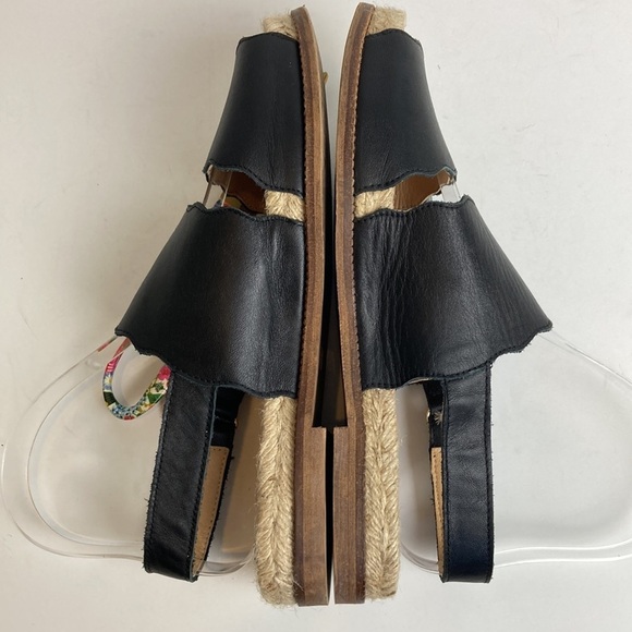 Anthropologie | Black Mollie Scalloped Sandals 37 Slingback Espadrilles Vacation - Picture 14 of 16